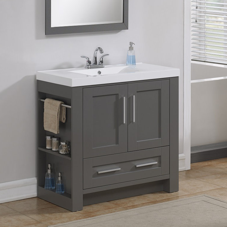 Ebern Designs Cedeno 35.37'' Single Bathroom Vanity with Genuine Marble